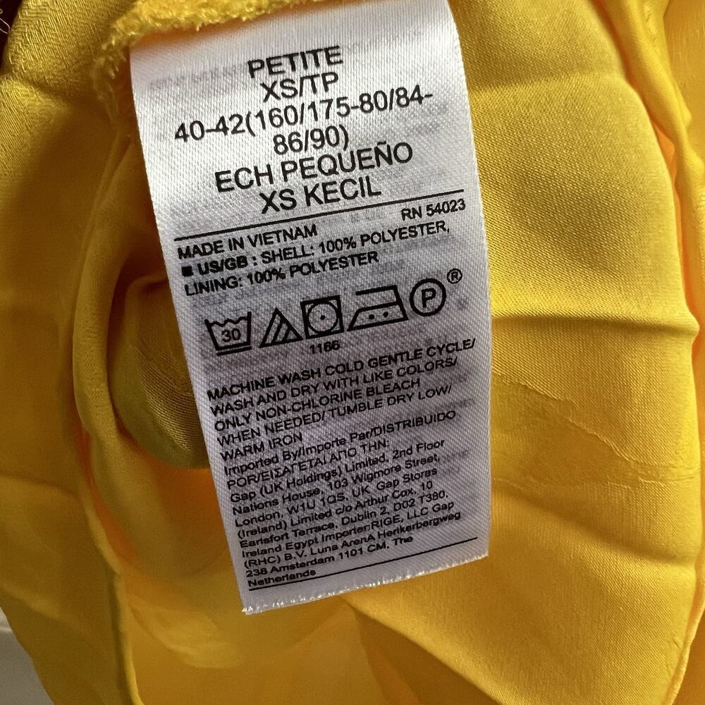 Banana Republic Yellow Pleated Slip Dress Strappy V-Neck XS Petite XSP Floral - Picture 8 of 11